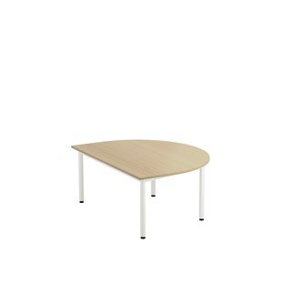 12:38 FSC BX Pöytä Akustik Laminaatti, puolipyöreä 120/90 cm, valkoinen jalusta
