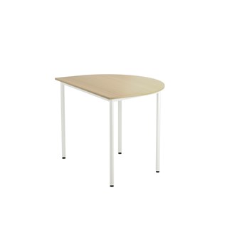 12:38 FSC BX Pöytä Akustik Laminaatti, puolipyöreä 120/90 cm, valkoinen jalusta