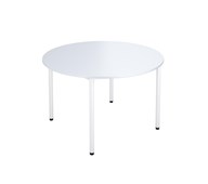 12:38 BX Pöytä Akustik Optimal Laminat, ø 120 cm, valkoinen jalusta