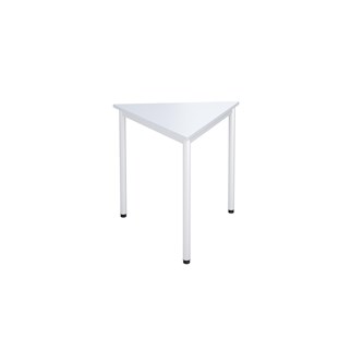 12:38 FSC BX kolmiopöytä, 80x80x80 cm, suorat kulmat, valkoinen jalusta