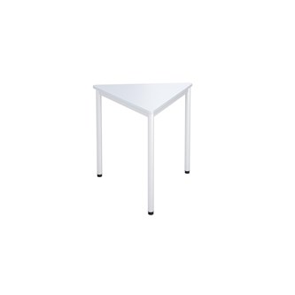 12:38 FSC BX kolmiopöytä, 80x80x80 cm, pyöreät kulmat, valkoinen jalusta