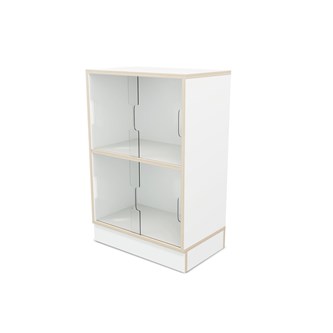 Fixa vitriinikaappi 2:2, sokkelilla, plexiliukuovet, S36/46 cm