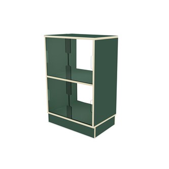 Fixa vitriinikaappi 2:2, sokkelilla, plexiliukuovet ja -takaseinä, S36/46 cm