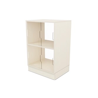 Fixa vitriinikaappi 2:2, sokkelilla, plexiliukuovet ja -takaseinä, S36/46 cm
