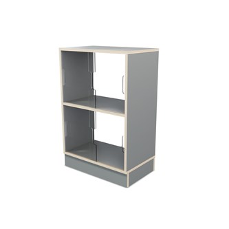 Fixa vitriinikaappi 2:2, sokkelilla, plexiliukuovet ja -takaseinä, S36/46 cm