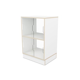 Fixa vitriinikaappi 2:2, sokkelilla, plexiliukuovet ja -takaseinä, S36/46 cm