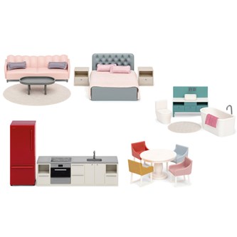 Lundby nukkekodin kalusteet, 17 osaa