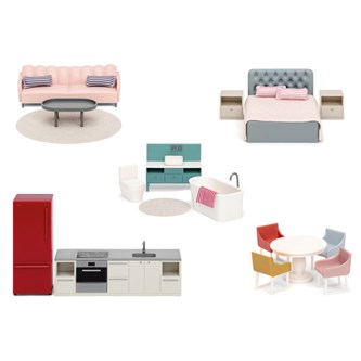 Lundby nukkekodin kalusteet, 17 osaa