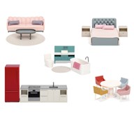 Lundby nukkekodin kalusteet, 17 osaa