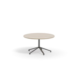 Pilare pöytä, akustik laminat, Ø 110 cm, hopea jalusta