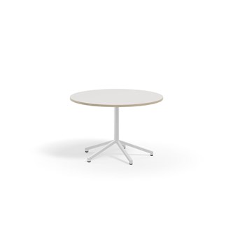 Pilare pöytä, akustik laminat, Ø 110 cm, valkoinen jalusta