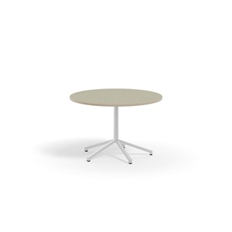 Pilare pöytä, akustik linoleum, Ø 110 cm, valkoinen jalusta