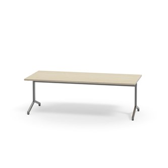 Pilare pöytä, akustik laminat, 180x80 cm, hopea jalusta