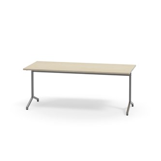 Pilare pöytä, akustik laminat, 180x80 cm, hopea jalusta