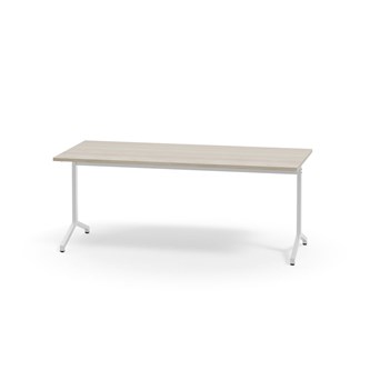 Pilare pöytä, akustik laminat, 180x80 cm, valkoinen jalusta