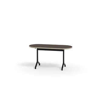 Pilare pöytä, akustik laminat, 120x50 cm, ovaali, musta jalusta