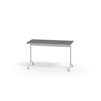 Pilare pöytä, akustik linoleum, 120x60 cm, valkoinen jalusta