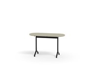 Pilare pöytä, akustik linoleum, 120x50 cm, ovaali, musta jalusta