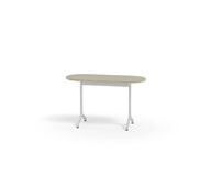 Pilare pöytä, akustik linoleum, 120x50 cm, ovaali, valkoinen jalusta