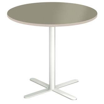 Cross X pilaripöytä ø 70 cm, akustik linoleum, valkoinen jalusta