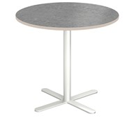 Cross X pilaripöytä ø 80 cm, akustik linoleum, valkoinen jalusta