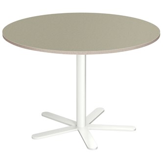 Cross X pilaripöytä ø 110 cm, akustik linoleum, valkoinen jalusta