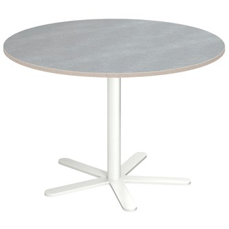 Cross X pilaripöytä ø 110 cm, akustik linoleum, valkoinen jalusta