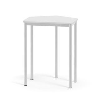 12:38 BX akustik laminaatti 5-kulmainen pöytä, 70x60 cm, valkoinen jalusta