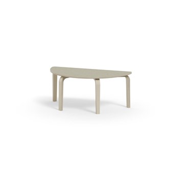 Arcus -pöytä, linoleum, kuultovalkoinen, puolipyöreä 120-60 cm