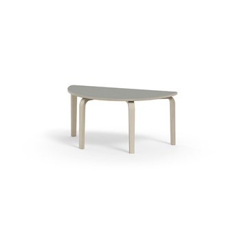 Arcus -pöytä, linoleum, kuultovalkoinen, puolipyöreä 120-60 cm