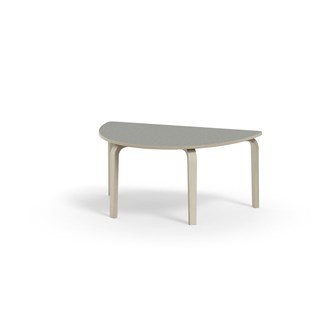 Arcus -pöytä, linoleum, kuultovalkoinen, puolipyöreä 120-80 cm