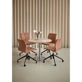 Pilastro pilaripöytä BX ø 90 cm akustik linoleum, hopea jalusta