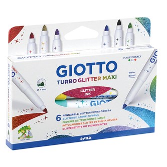 Kuitukärkikynä Giotto Turbo Maxi Glitter, 6 väriä