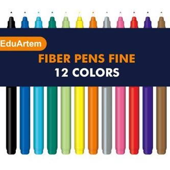 Kuitukärkikynä EduArtem fine, 12 väriä