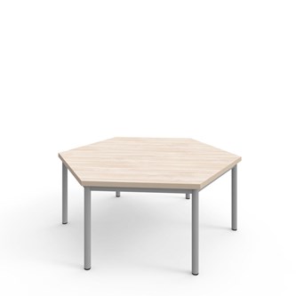 12:38 FSC kuusikulmainen pöytä BX akustik optimal laminat, 120x120 cm hopea jalusta