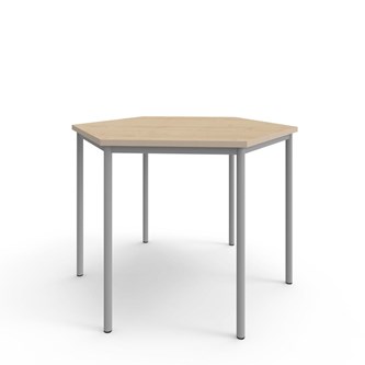 12:38 FSC kuusikulmainen pöytä BX akustik optimal laminat, 120x120 cm hopea jalusta
