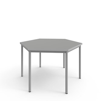 12:38 FSC kuusikulmainen pöytä BX akustik optimal laminat, 120x120 cm hopea jalusta