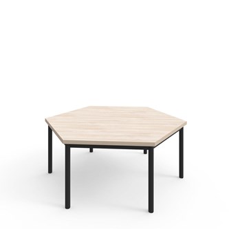 12:38 FSC kuusikulmainen pöytä BX akustik optimal laminat, 120x120 cm musta jalusta