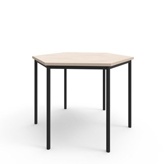 12:38 FSC kuusikulmainen pöytä BX akustik optimal laminat, 120x120 cm musta jalusta