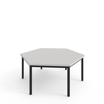 12:38 FSC kuusikulmainen pöytä BX akustik optimal laminat, 120x120 cm musta jalusta