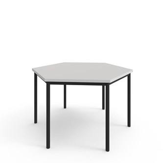 12:38 FSC kuusikulmainen pöytä BX akustik optimal laminat, 120x120 cm musta jalusta