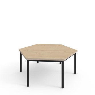 12:38 FSC kuusikulmainen pöytä BX akustik optimal laminat, 120x120 cm musta jalusta