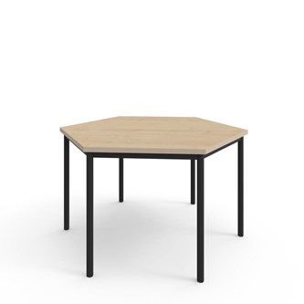 12:38 FSC kuusikulmainen pöytä BX akustik optimal laminat, 120x120 cm musta jalusta