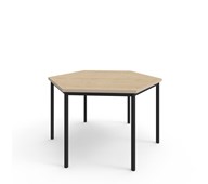 12:38 FSC kuusikulmainen pöytä BX akustik optimal laminat, 120x120 cm musta jalusta