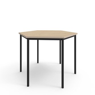12:38 FSC kuusikulmainen pöytä BX akustik optimal laminat, 120x120 cm musta jalusta