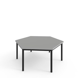 12:38 FSC kuusikulmainen pöytä BX akustik optimal laminat, 120x120 cm musta jalusta