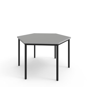 12:38 FSC kuusikulmainen pöytä BX akustik optimal laminat, 120x120 cm musta jalusta