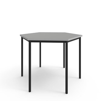 12:38 FSC kuusikulmainen pöytä BX akustik optimal laminat, 120x120 cm musta jalusta