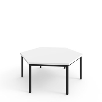 12:38 FSC kuusikulmainen pöytä BX akustik optimal laminat, 120x120 cm musta jalusta