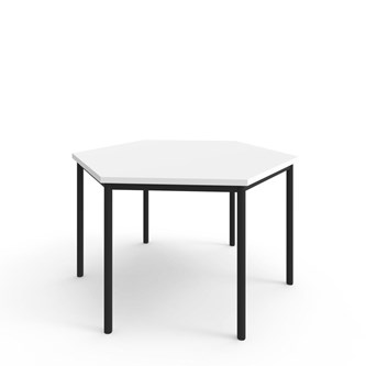 12:38 FSC kuusikulmainen pöytä BX akustik optimal laminat, 120x120 cm musta jalusta